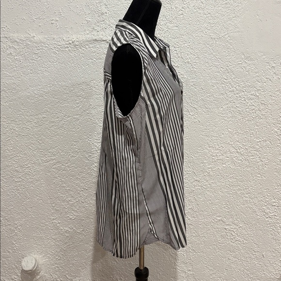 Express Long Shirt Striped Dark Grey and White Sleeveless Size Large - Picture 5 of 8
